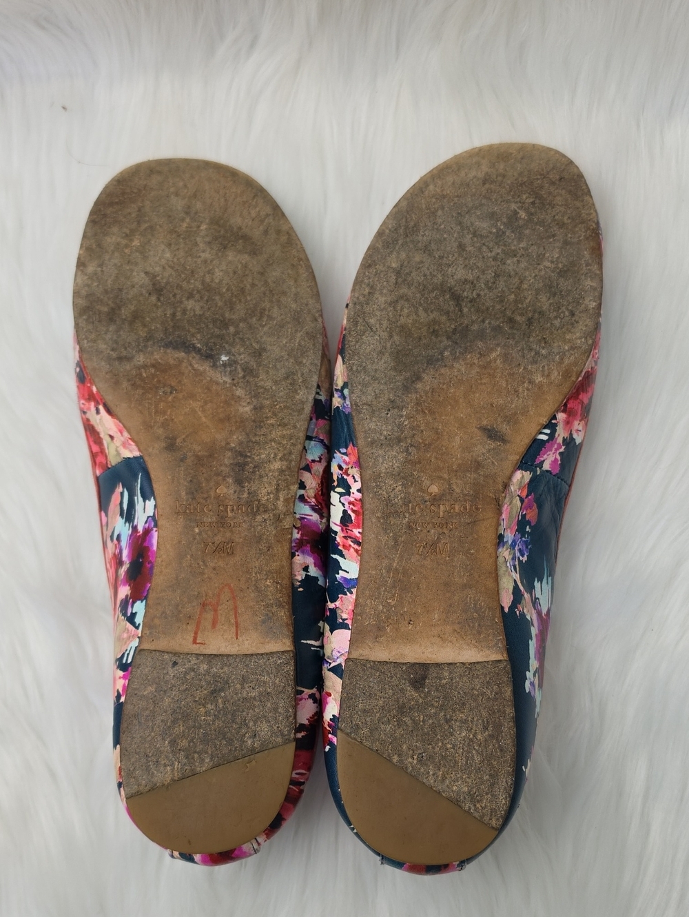 KATE SPADE Red Floral Rose Bow Preppy Spring Office Casual Ballet Flats 7.5 - Picture 7 of 10